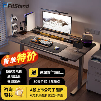 FitStand 双电机电动升降桌 电脑桌站立式办公书桌家用写字桌升降台 FS1