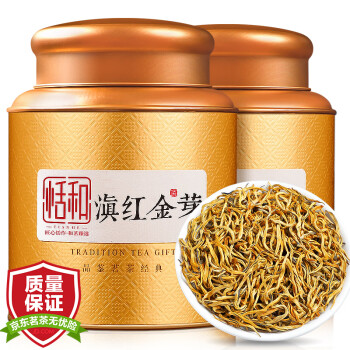 恬和 茶叶红茶滇红茶 特级滇红金芽 云南凤庆蜜香金丝茶叶礼盒250克