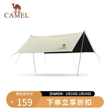 CAMEL 骆驼 户外精致露营黑胶天幕帐篷防雨防晒便携式野营野餐大凉棚 摩卡色