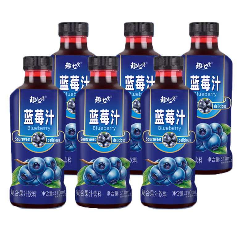 趣小谗蓝莓汁 复合果汁饮料整箱 310ml*6瓶 9.9元包邮