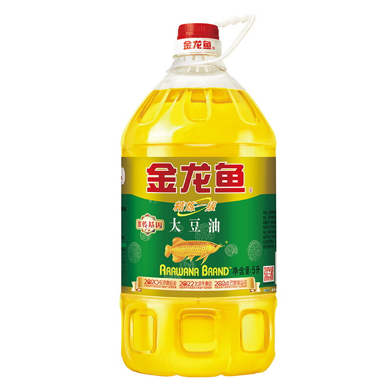 plus会员:金龙鱼 精炼一级大豆油 5L 59.76元包邮