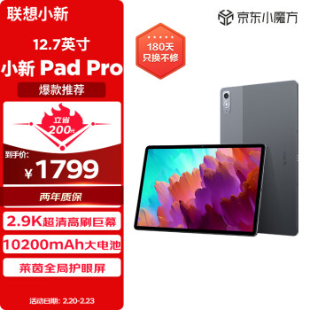 Lenovo 联想 小新PadPro12.7英寸 骁龙870 娱乐办公学习 游戏平板 莱茵全局护眼2.9k 144Hz 8+256WIFI灰