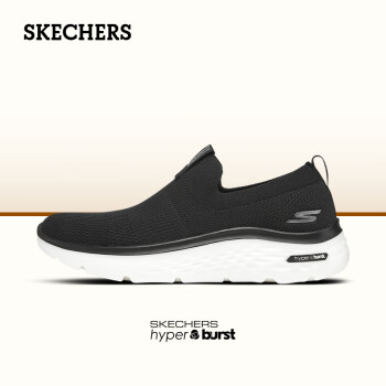 SKECHERS 斯凯奇 男鞋秋季一脚蹬健步鞋轻便舒适透气厚底百搭休闲鞋 黑色 40