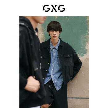 GXG 男装商场同款黑色夹克外套22年秋季纹样系列 黑色 165/S