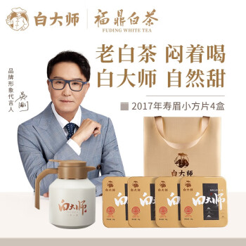 白大师茶叶白茶礼盒2017年寿眉120g小方片方片壶组合福鼎老白茶春节礼物