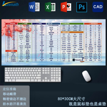 玲魅 鼠标垫快捷大全电脑键盘笔记本办公游戏锁边大号鼠标垫800