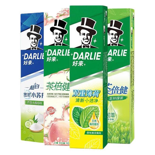 DARLIE 好来 牙膏 双重薄荷初萃茶白桃味 超白小苏打清新口味家庭装590g 混合口味装 券后36.9元