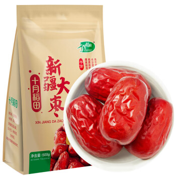 十月稻田新疆红枣500g和田大枣骏枣新疆特产干果零食