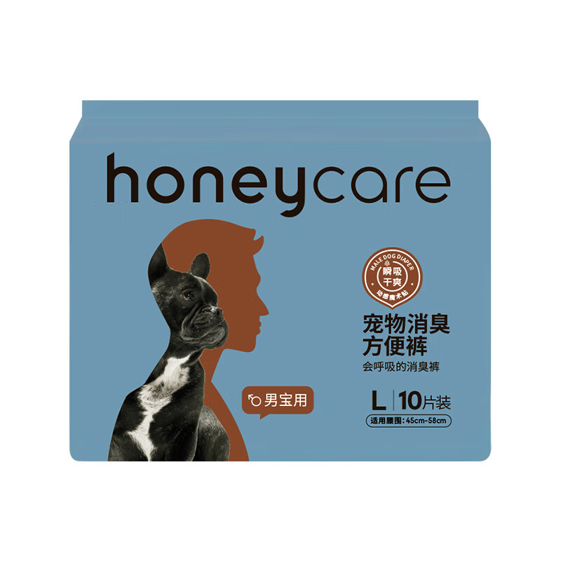 HONEYCARE 除臭型狗狗纸尿裤公狗尿不湿尿片安全裤 M10片装 13.14元