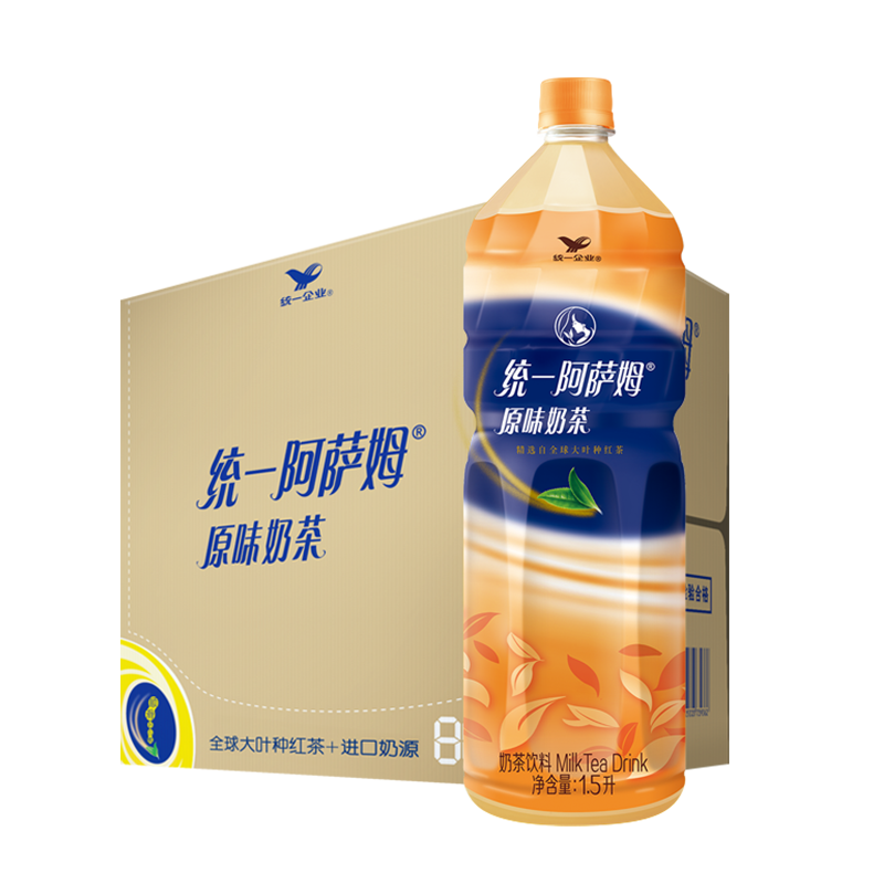 PLUS会员: 统一 阿萨姆 原味奶茶 1.5L*6瓶/箱+凑单 49.31元包邮+0.01元凑单