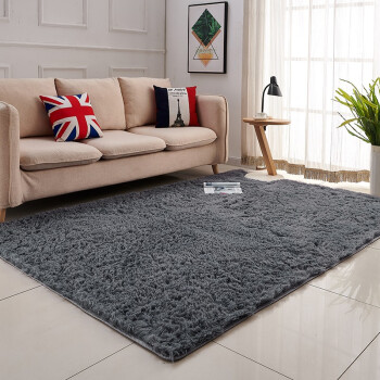 KAYE 卡也 纯色长绒毛地毯家用 灰色 70x160 cm