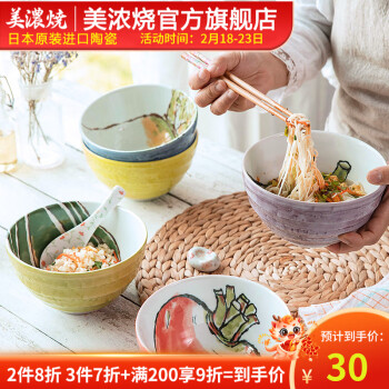 美浓烧 绘手纸面碗日式和风蔬菜大碗釉下彩味千拉面碗日本进口餐具 红萝卜小碗HLB-1