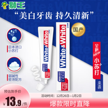 LION 狮王 WHITE&WHITE葡萄柚小苏打元气美白牙膏 120g