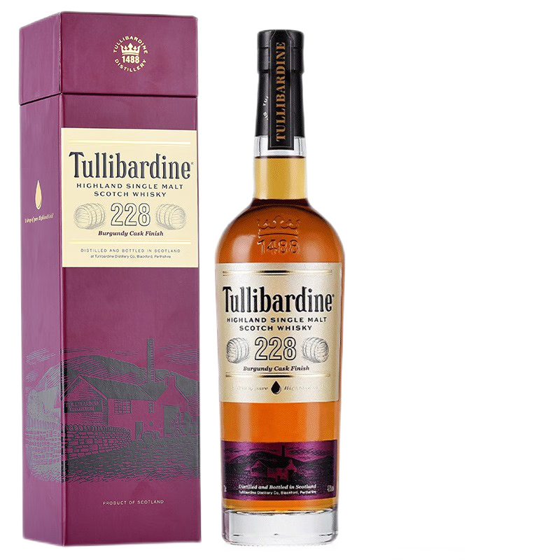 TULLIBARDINE plus：图里巴丁 高地产区43度 228勃艮第桶威士忌700ML 券后258元