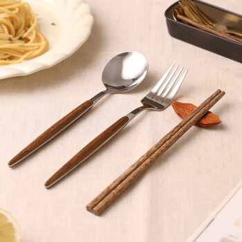 Yomerto 悠米兔 不锈钢便携小巧餐具套装儿童学生上班族-勺叉筷三件套
