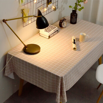晴画 桌布防水茶几布台布餐桌布长方形 防油PVC桌垫 浅棕137*180cm