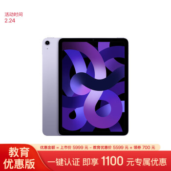 Apple 苹果 限学生 Apple 苹果 iPad Air 10.9英寸平板电脑 2022款紫色