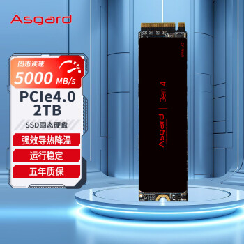 Asgard 阿斯加特 Lite 2TB SSD固态硬盘 M.2接口(NVMe协议) PCIe 4.0 读速高达5000MB/s