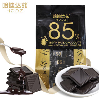 哈迪达兹 85%黑巧克力袋装200g 含糖偏苦春节年货女零食40片