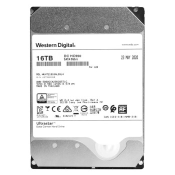 西部数据 WD) 16TB 企业级硬盘 HC550 SATA6Gb/s 7200转512M 氦气密封 （WUH721816ALE6L4）