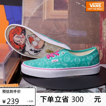 VANS 范斯 官方 Miro & Wujo迷肉弧焦联名Authentic帆布鞋 蓝色 34.5