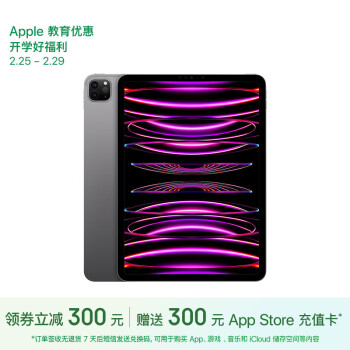 Apple 苹果 iPad Pro 11英寸 2022款(128G WLAN版/M2芯片/MNXD3CH/A)深空灰色