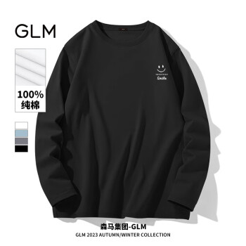 GLM 森马集团品牌长袖T恤男秋季圆领韩版潮流百搭运动男装上衣打底衫