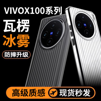 POZZO 适用于vivo X100Pro手机壳VIVOX100Pro保护套全包透明磨砂超薄防摔保护防指纹瓦楞光栅行李箱亲肤 透黑