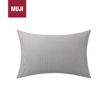 MUJI 無印良品 水洗棉 枕套 家用简约纯棉枕头套枕芯套炭灰色×炭灰色条纹48×74cm