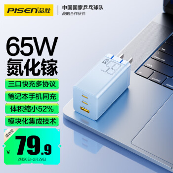 PISEN 品胜 65W氮化镓充电器多口TypeC/USB插头
