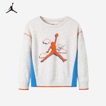 NIKE 耐克 儿童运动套头卫衣秋冬JORDAN保暖圆领上衣  象牙色花纱 160(XL)