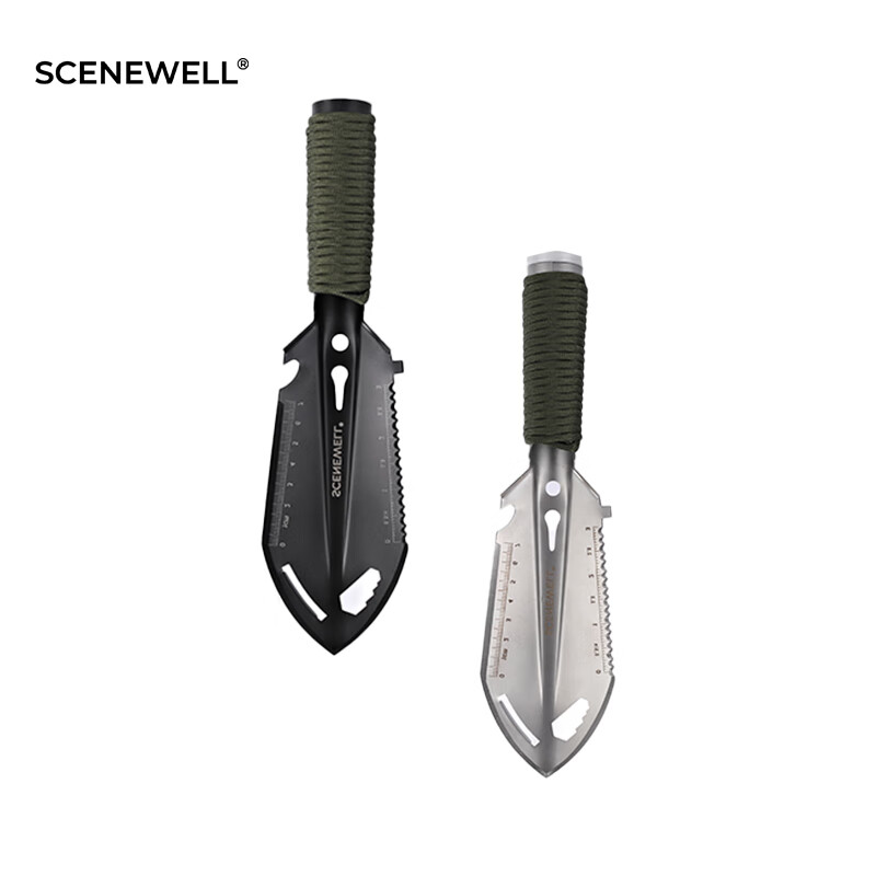 SCENEWELL 忻乐 多功能户外工兵铲 便携起钉器六角扳手 刻度尺开瓶器 特种钢 银色 券后17.9元