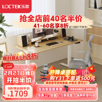 Loctek 乐歌 电动升降桌电脑桌双电机站立办公家用写字书桌 E3/1.2m原木色套装