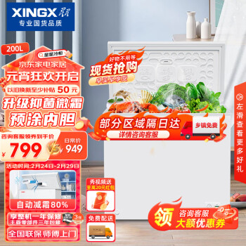 XINGX 星星 200升 家用商用减霜净味冰柜 冷藏冷冻转换冷柜