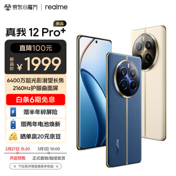 realme 真我 12 Pro+ 6400万超光影潜望长焦 2160Hz护眼曲面屏 大师奢表设计 5G手机 12GB+512GB深海潜航