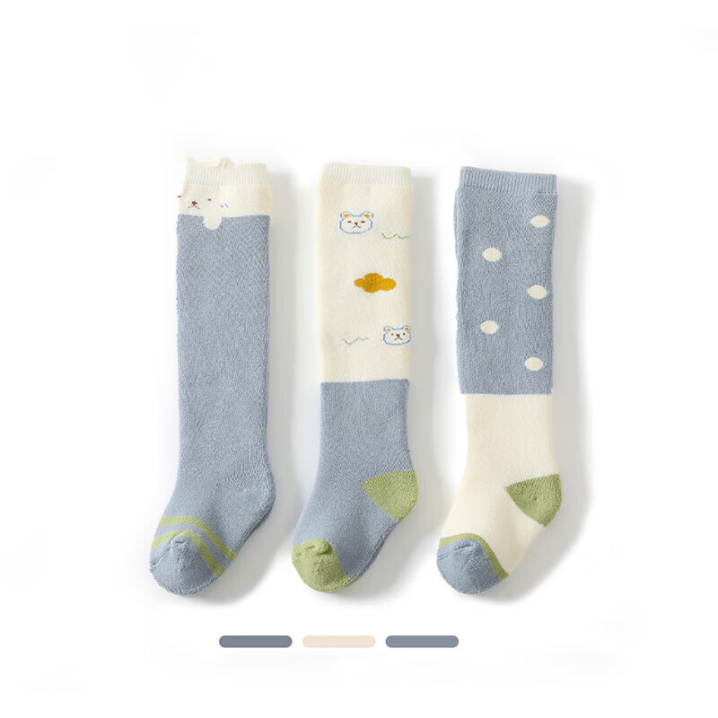 USBETTAS 贝肽斯 婴儿长筒袜子 蓝色小兔 0-6个月【适合脚长7-9cm】 券后29.9元包邮
