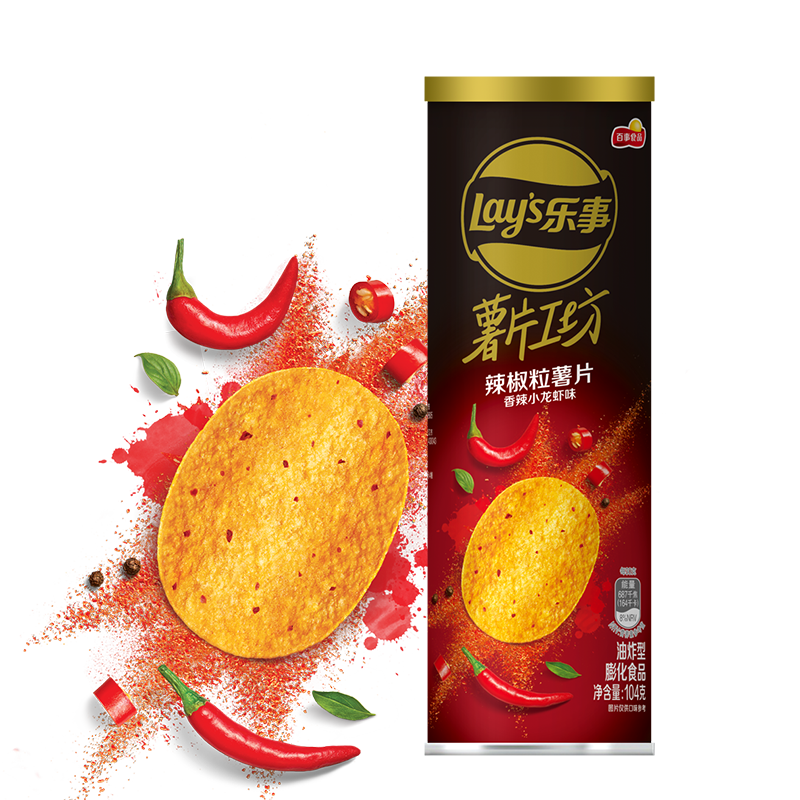 plus会员：乐事（Lay's）薯片工坊 辣椒粒薯片 香辣小龙虾味104克*9件 40.41元包邮、折4.48元每件