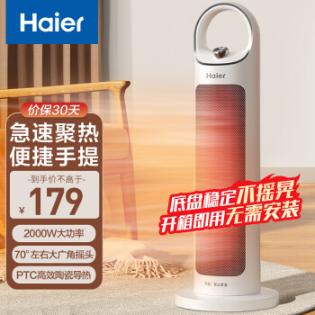 Haier 海尔 取暖器家用暖风机立式电暖器取暖神器电暖风热风机摇头暖风扇大面积节能烤火炉速热电暖气HN2012
