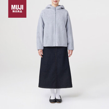 MUJI 無印良品 无印良品（MUJI）女式 长毛抓绒 连帽衫 浅蓝色 女式L