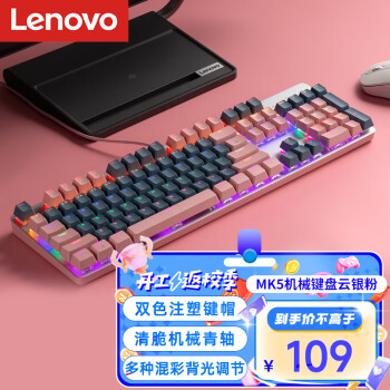 Lenovo 联想 MK5 青轴有线机械键盘 RGB光效 适用拯救者R9000P/Y7000   104键