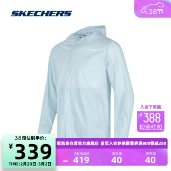 SKECHERS 斯凯奇 男女同款梭织连帽外套P224U031 羊绒蓝/00F5 XS