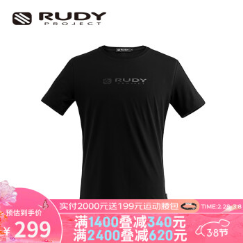 Rudy Project 璐迪 RUDY  PROJECT短袖T恤男子上衣圆领舒适半袖透气夏季新品学生短袖运动T恤男上衣 黑色 XXL