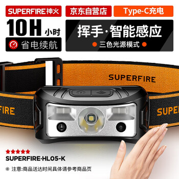 SUPFIRE 神火 GX-U8 LED强光头灯夜钓远射USB充电 感应式户外