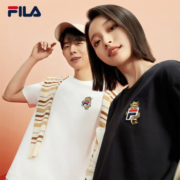 移动端：FILA 斐乐 官方情侣短袖T恤男女2024春龘龘龙休闲套头上衣