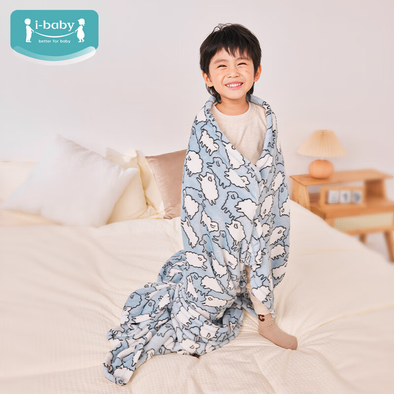 ibaby 法兰绒毯子儿童午睡毯宝盖毯被子 牧羊夜曲(110×140cm) 39.9元