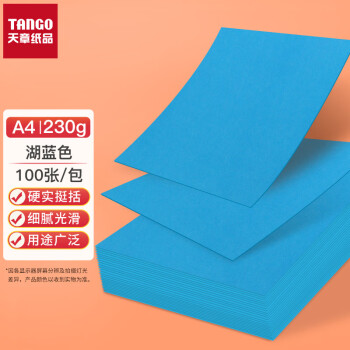 TANGO 天章 A4彩色卡纸硬卡纸加厚A4纸 彩色封面纸彩纸儿童学生手工折纸剪纸 湖蓝色230g100张/包
