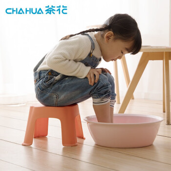 CHAHUA 茶花 儿童凳浴室凳塑料凳子加厚换鞋凳儿童矮凳方凳小板凳家用 橘色1张