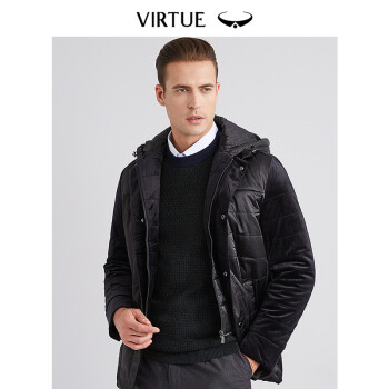 Virtue 富绅 可拆卸帽保暖丝绒棉服