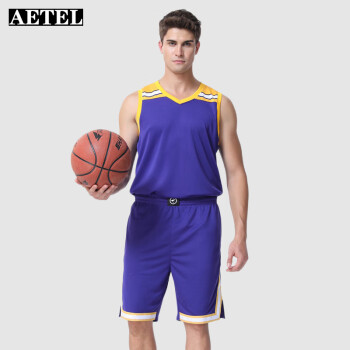 AETEL 篮球服运动套装男速干凉爽定制篮球比赛服两件套 可现做logo 紫色 3XL