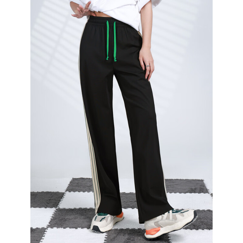 JEANSWEST 真维斯 女装休闲裤 夏季女式阔腿宽松运动撞边潮流长裤 19.8元